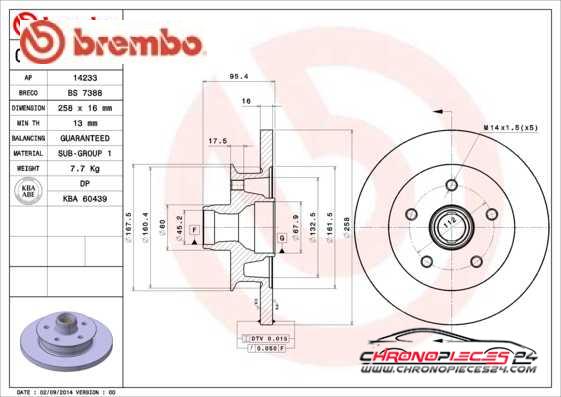 Achat de BREMBO 08.5177.10 Disque de frein pas chères