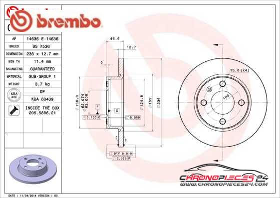 Achat de BREMBO 08.5243.24 Disque de frein pas chères