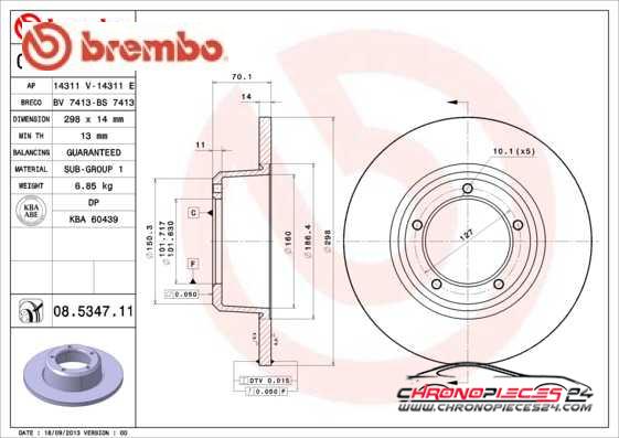 Achat de BREMBO 08.5347.11 Disque de frein pas chères