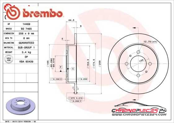 Achat de BREMBO 08.5443.40 Disque de frein pas chères