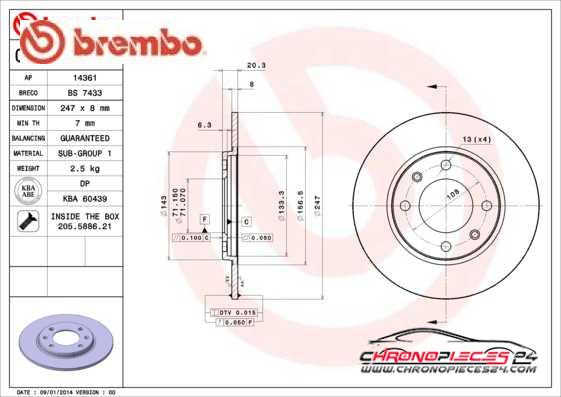 Achat de BREMBO 08.5573.10 Disque de frein pas chères