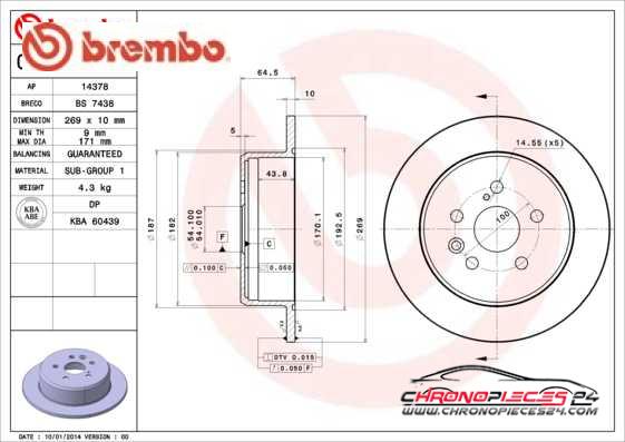 Achat de BREMBO 08.5625.10 Disque de frein pas chères