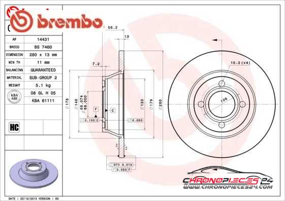 Achat de BREMBO 08.5709.10 Disque de frein pas chères