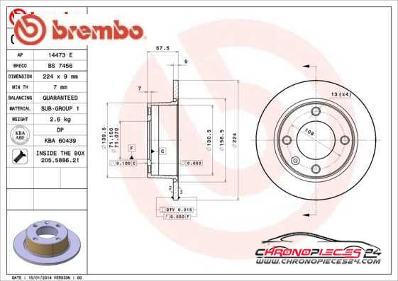 Achat de BREMBO 08.5729.14 Disque de frein pas chères