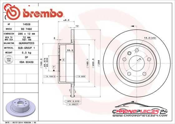 Achat de BREMBO 08.5891.10 Disque de frein pas chères