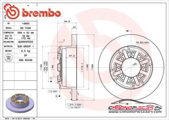 Achat de BREMBO 08.5952.10 Disque de frein pas chères