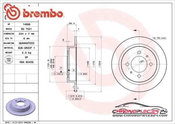 Achat de BREMBO 08.6899.10 Disque de frein pas chères