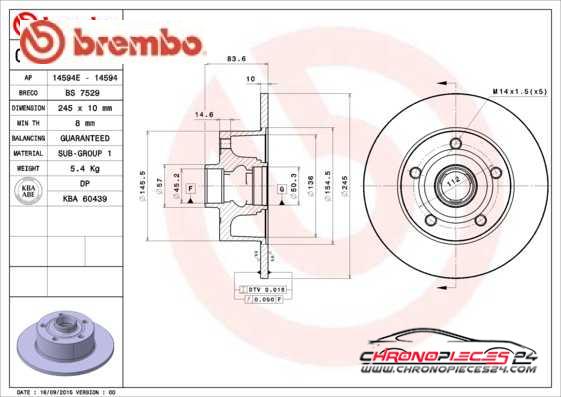 Achat de BREMBO 08.6911.14 Disque de frein pas chères