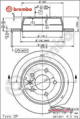 Achat de BREMBO 08.6968.10 Disque de frein pas chères