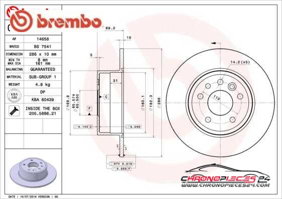 Achat de BREMBO 08.7015.10 Disque de frein pas chères