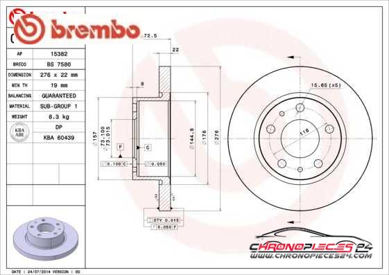 Achat de BREMBO 08.7219.10 Disque de frein pas chères