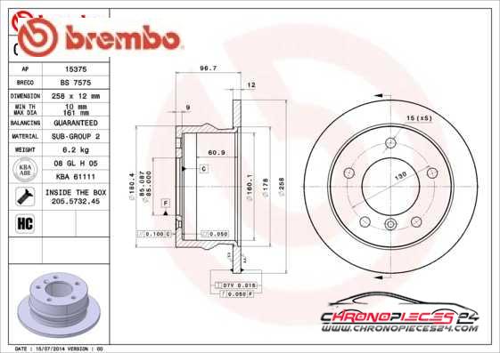 Achat de BREMBO 08.7724.10 Disque de frein pas chères