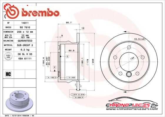 Achat de BREMBO 08.7724.20 Disque de frein pas chères