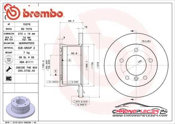 Achat de BREMBO 08.7725.10 Disque de frein pas chères