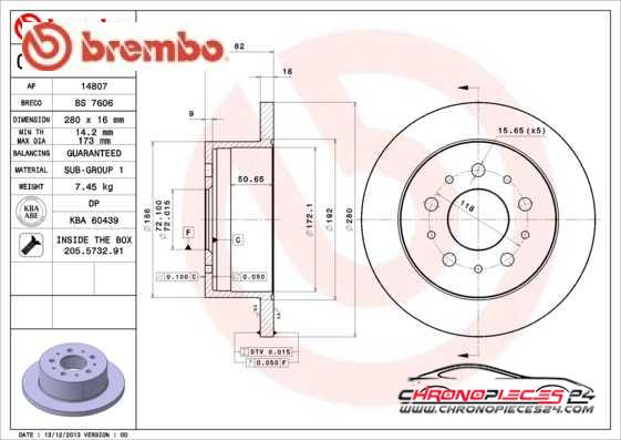 Achat de BREMBO 08.8094.30 Disque de frein pas chères