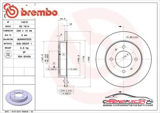 Achat de BREMBO 08.9081.10 Disque de frein pas chères