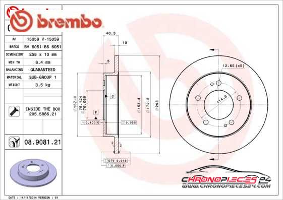 Achat de BREMBO 08.9081.21 Disque de frein pas chères