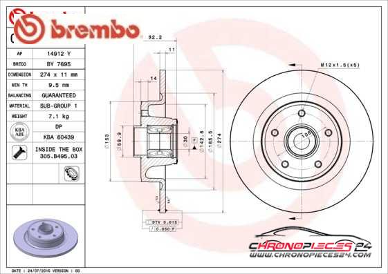 Achat de BREMBO 08.9792.17 Disque de frein pas chères