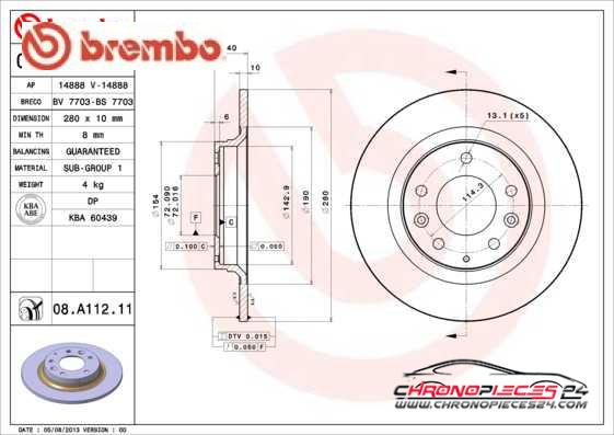 Achat de BREMBO 08.A112.11 Disque de frein pas chères