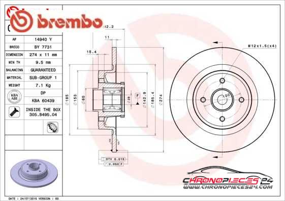 Achat de BREMBO 08.A238.47 Disque de frein pas chères