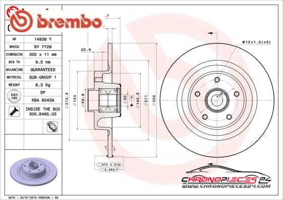 Achat de BREMBO 08.A239.27 Disque de frein pas chères