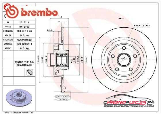 Achat de BREMBO 08.A239.37 Disque de frein pas chères