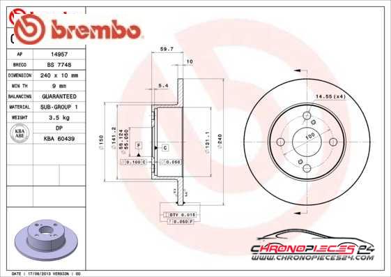 Achat de BREMBO 08.A356.10 Disque de frein pas chères