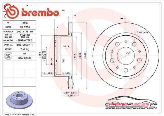 Achat de BREMBO 08.A459.10 Disque de frein pas chères