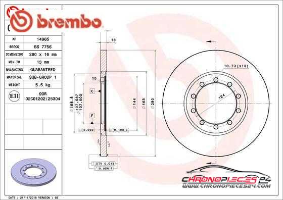 Achat de BREMBO 08.A530.10 Disque de frein pas chères