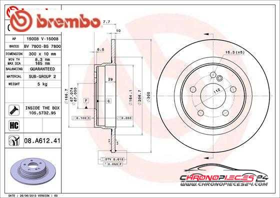 Achat de BREMBO 08.A612.41 Disque de frein pas chères