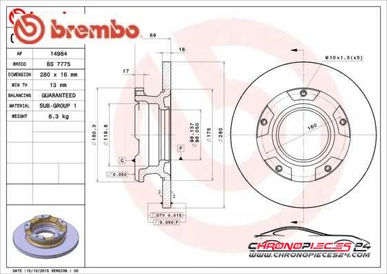 Achat de BREMBO 08.A730.10 Disque de frein pas chères