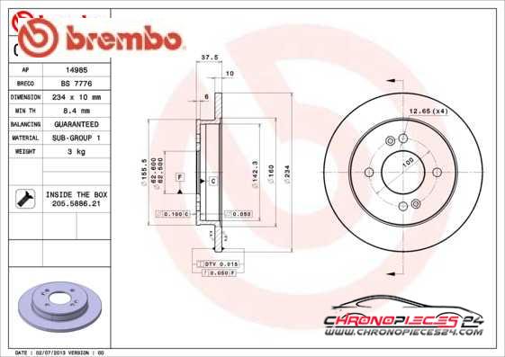 Achat de BREMBO 08.A916.10 Disque de frein pas chères