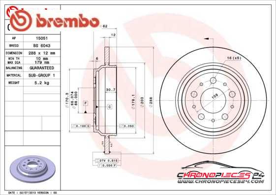 Achat de BREMBO 08.B273.10 Disque de frein pas chères