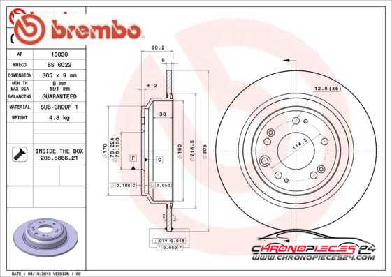 Achat de BREMBO 08.B360.10 Disque de frein pas chères