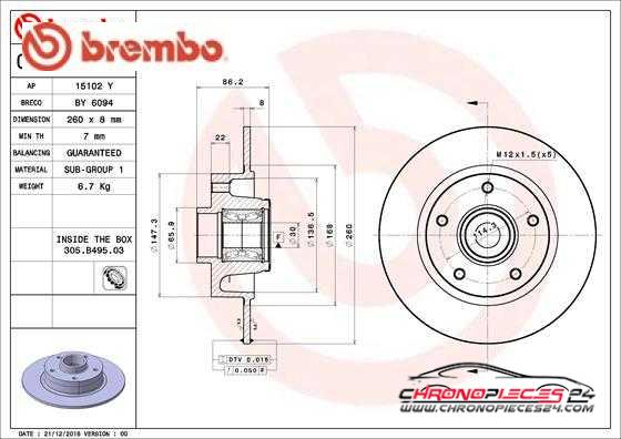 Achat de BREMBO 08.B391.27 Disque de frein pas chères