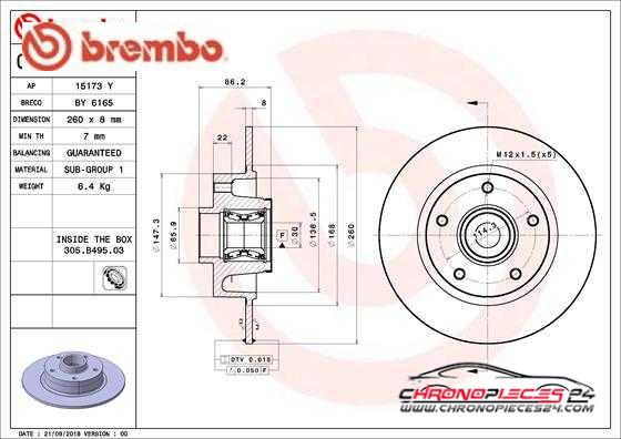 Achat de BREMBO 08.B391.37 Disque de frein pas chères