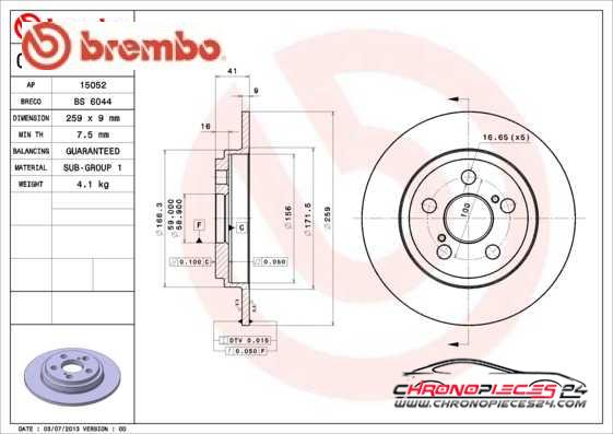 Achat de BREMBO 08.B493.10 Disque de frein pas chères