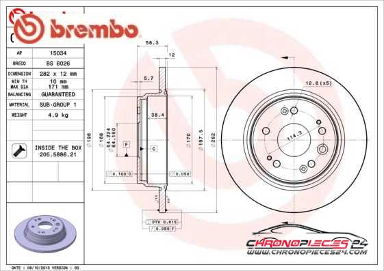 Achat de BREMBO 08.B586.10 Disque de frein pas chères