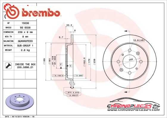 Achat de BREMBO 08.B602.10 Disque de frein pas chères