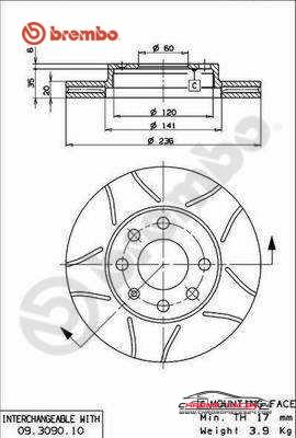 Achat de BREMBO 09.3090.75 Disque de frein pas chères