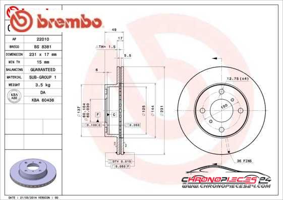 Achat de BREMBO 09.3095.20 Disque de frein pas chères