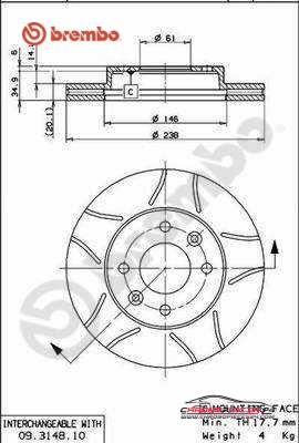 Achat de BREMBO 09.3148.75 Disque de frein pas chères