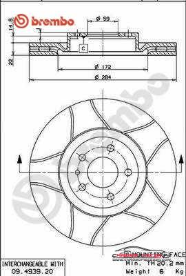 Achat de BREMBO 09.4939.76 Disque de frein pas chères