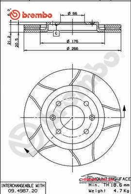 Achat de BREMBO 09.4987.76 Disque de frein pas chères