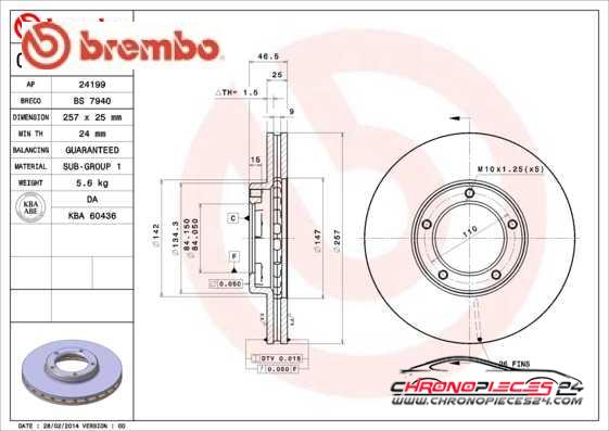 Achat de BREMBO 09.5017.10 Disque de frein pas chères