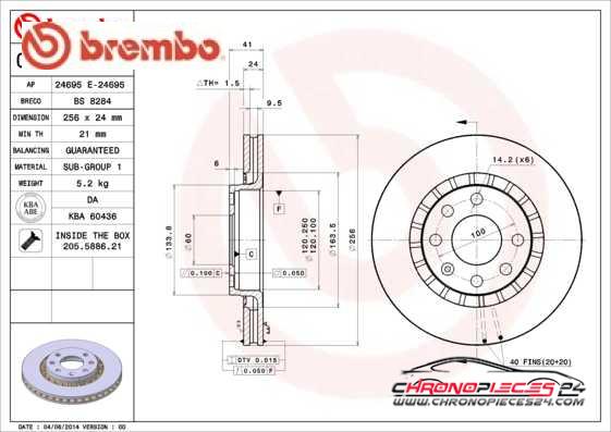 Achat de BREMBO 09.5148.24 Disque de frein pas chères