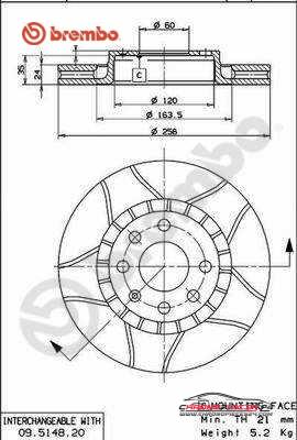 Achat de BREMBO 09.5148.76 Disque de frein pas chères