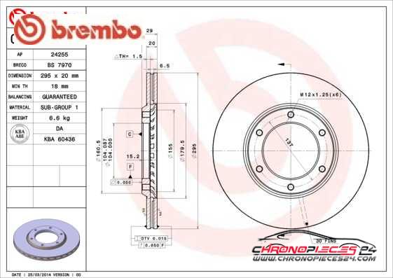 Achat de BREMBO 09.5194.10 Disque de frein pas chères