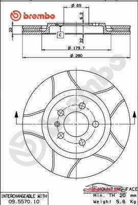 Achat de BREMBO 09.5570.75 Disque de frein pas chères