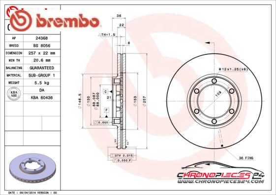 Achat de BREMBO 09.5577.10 Disque de frein pas chères